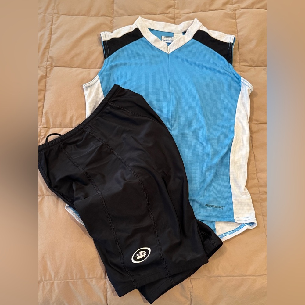 Performance Brand Women’s Cycling Jersey and Padded Cycling Shorts, Lg.